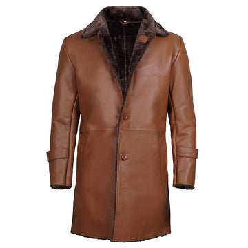 Men’s Brown Real Leather Shearling Coat