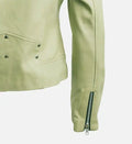 Women's Green Leather Biker Jacket