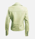 Women's Green Leather Biker Jacket