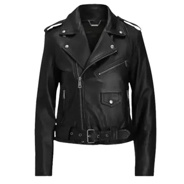 Women’s Asymmetrical Style Black Leather Jacket
