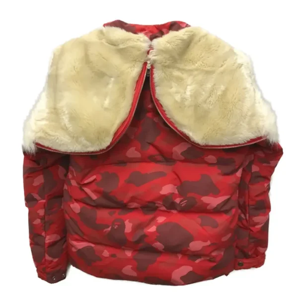 Bape Puffer Red fur Hooded Jacket