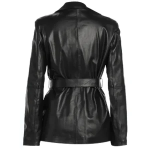 Black Leather Long Coat For Womens