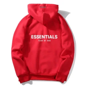 Fear Of God Essentials Pullover Red Fleece Hoodie