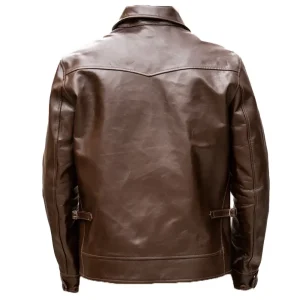 Men Cafe Racer Bomber Brown Leather Jacket
