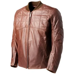 Men Light Brown Quilted Leather Jacket