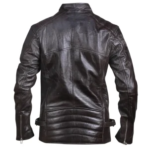 Mens Biker Black Genuine Leather Jacket