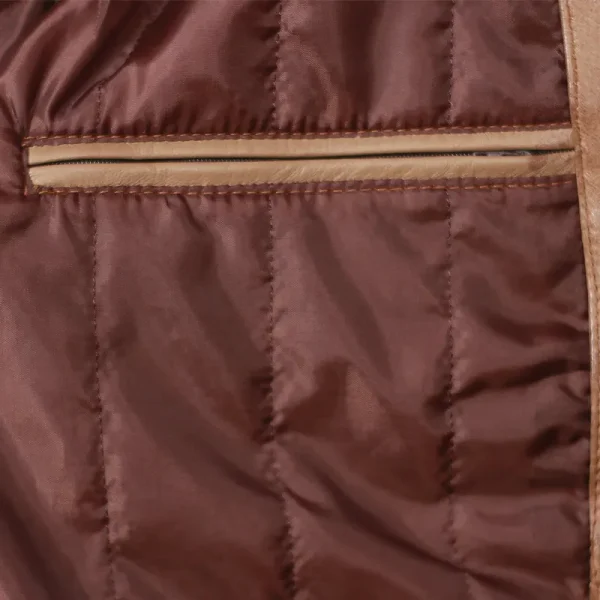 Mens Light Brown Leather Pocket Jacket