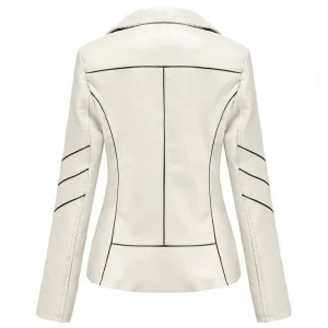 Women White Genuine Leather Jacket