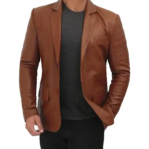 Men's Casual Brown Leather Blazer
