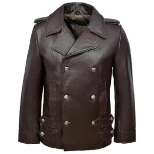 Men's Genuine Dark Brown Leather Blazer
