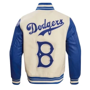 Brooklyn Dodgers Logo Off White Wool Varsity Jacket [MConverter.eu]