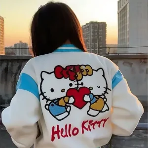 Hello Kitty Wool Varsity White Jacket