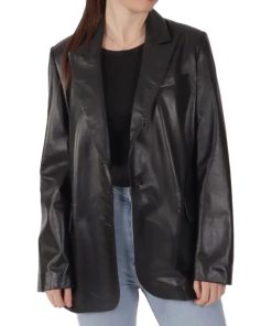 Women's Black Leather Blazer