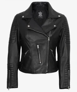 Bari Black Women's Real Leather Biker Jacket