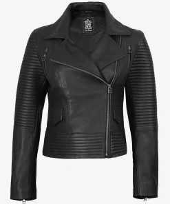 Black Women's Leather Biker Jacket