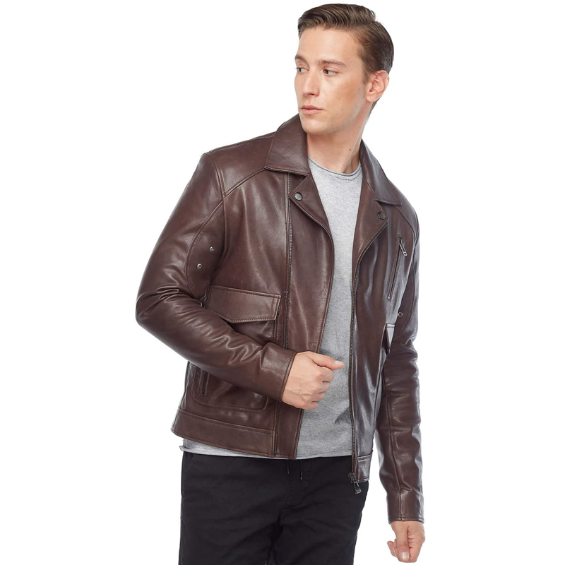 Men’s Real Brown Leather Jacket - Image 5