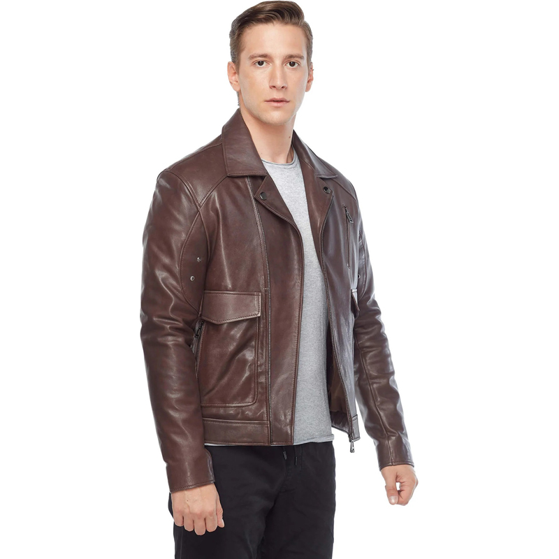 Men’s Real Brown Leather Jacket - Image 6