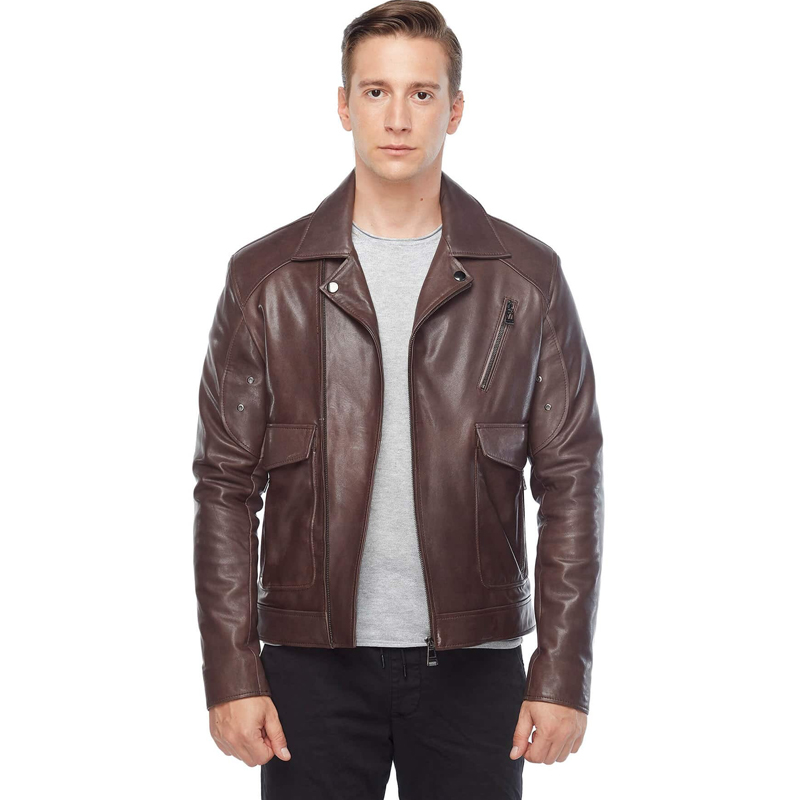 Men’s Real Brown Leather Jacket - Image 2