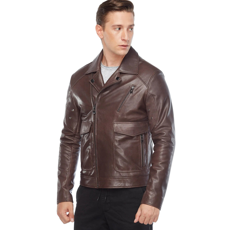 Men’s Real Brown Leather Jacket - Image 3