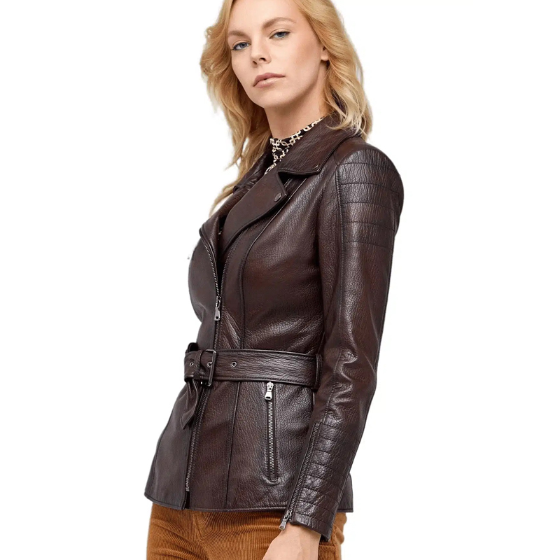 Women’s Real Brown Leather Gale Coat - Image 2