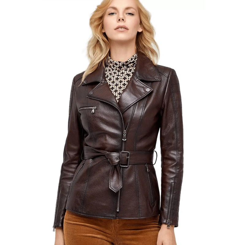 Women’s Real Brown Leather Gale Coat