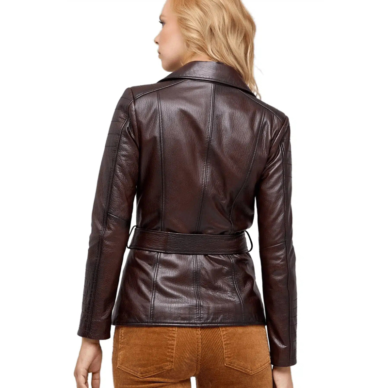 Women’s Real Brown Leather Gale Coat - Image 3