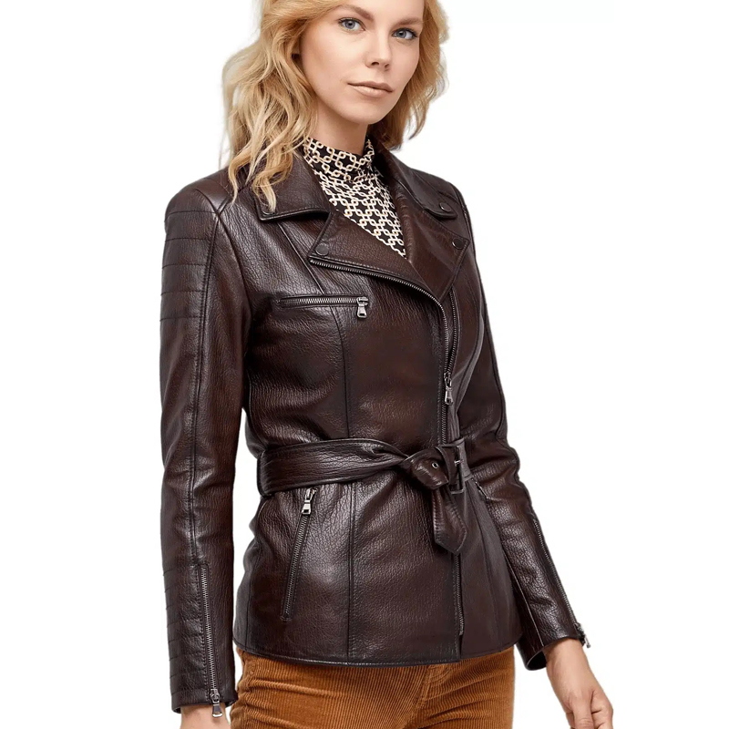 Women’s Real Brown Leather Gale Coat - Image 4