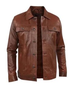 Cyrus Brown Leather Racer Jacket