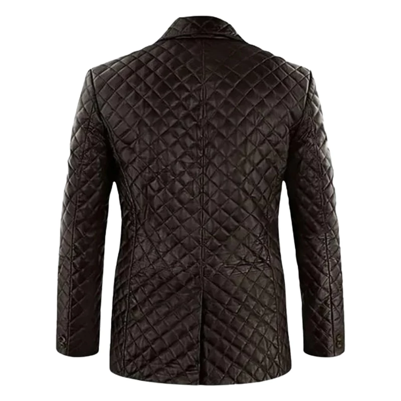 Men’s Elegant Brown Quilted Blazer - Image 2