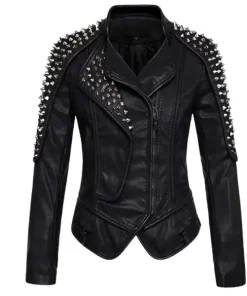 Women’s Punk Stylish Studded Leather Jacket