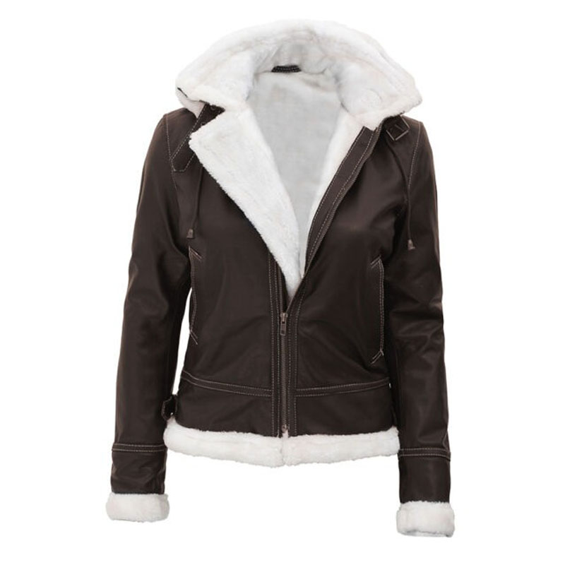Womens Shearling Brown Jacket - Image 2