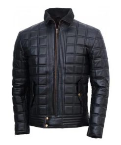 Men Black Full Quilted Leather Jacket