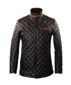 Men Black Quilted Leather Jacket