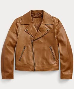 Brown Moto Biker Leather Jacket