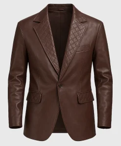 Mens Brown Leather Blazer