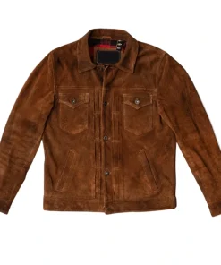 Men's Brown Slim Fit Suede Leather Jacket