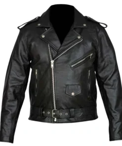 Mens Cross Zip Motorcycle Brando Leather Jacket