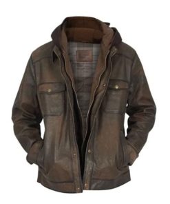 Mens Dark Brown Distressed Jacket