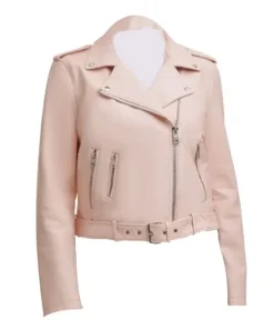 Womens Pink Biker Leather Jacket