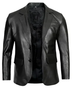 Men’s Real Lambskin Leather Black Blazer