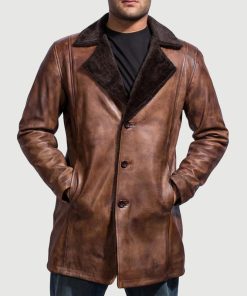 Cinnamon Distressed Leather Fur Coat