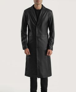Mateo Brown Leather Single Breasted Coat