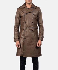 Royson Brown Leather Duster Coat