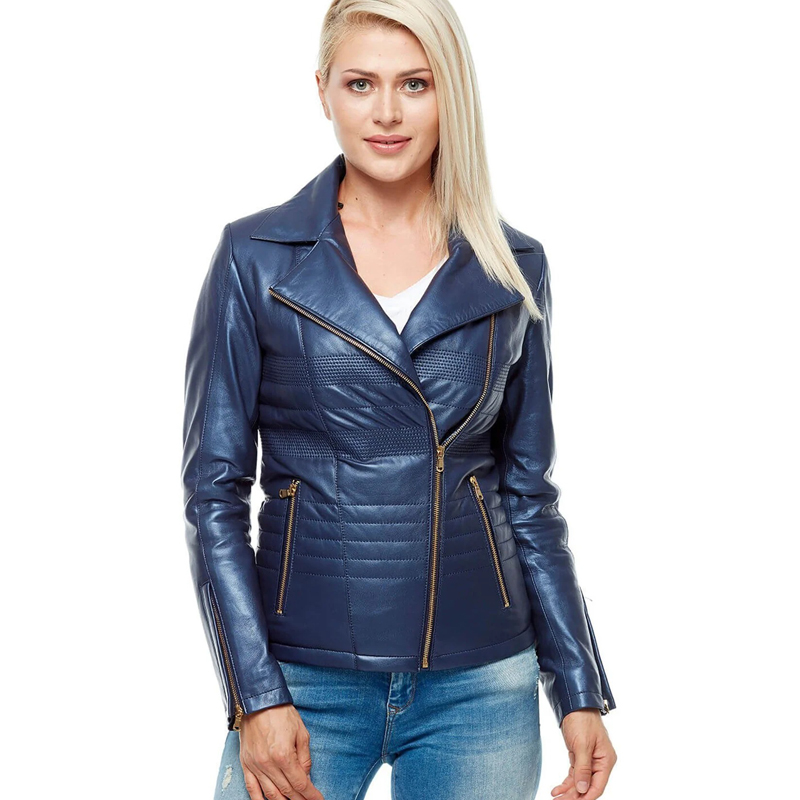 Women’s Real Leather Moto Removeable fur Jacket - Image 2