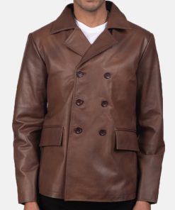 Mr. Bailey Brown Leather Naval Peacoat