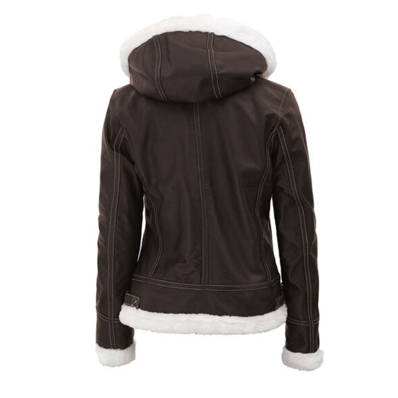 Womens Shearling Brown Jacket - Image 3