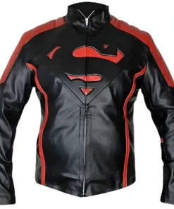Superman Black And Red Biker Leather Jacket