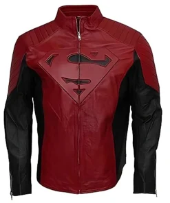 Superman Smallville Maroon And Black Leather Jacket