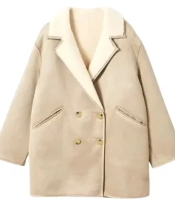 Women Beige Shearling Leather Coat