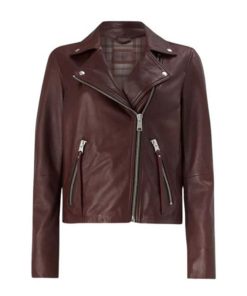 Women Brown Vintage Biker Jacket